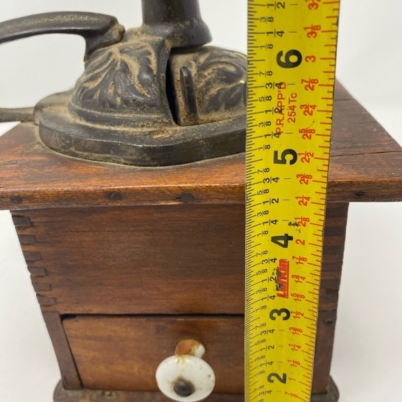 Vintage Wood Coffee Grinder Mill Box + Drawer with Hand Crank - Picture 8 of 8